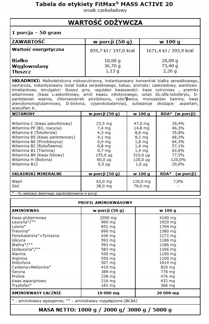 Гейнер Mass Active Coconut Cake 20% protein 5000 g - фото 2