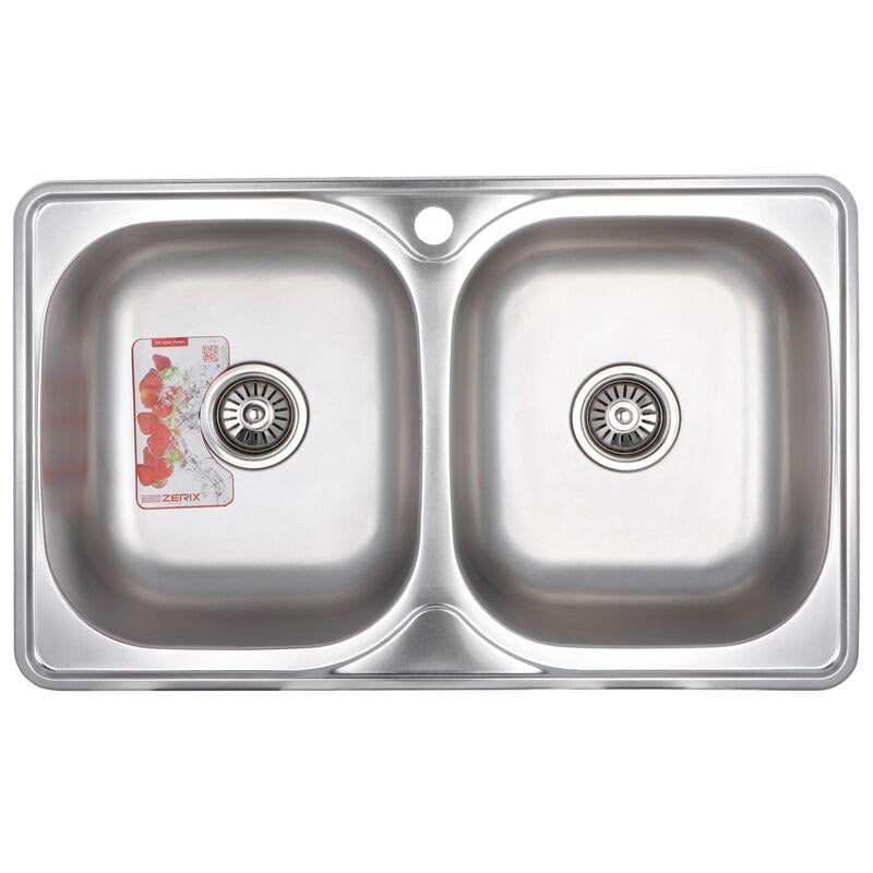 Мойка кухонная Zerix Z7848D-08-180E DOUBLE Satin (ZS0578)