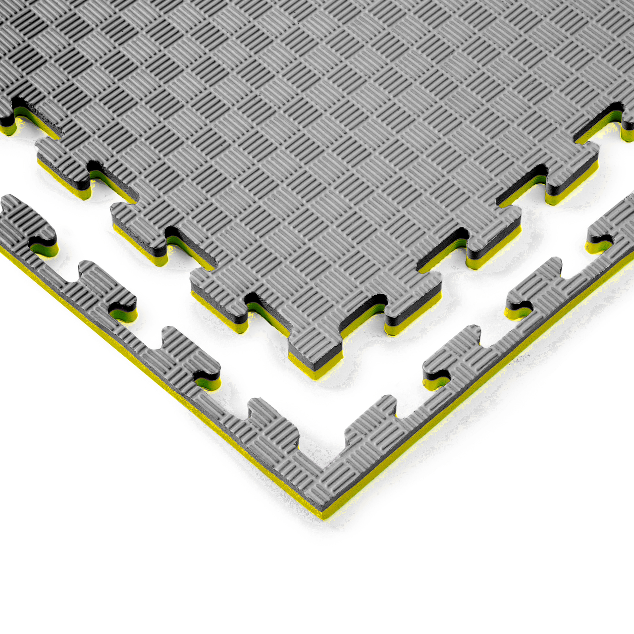 Мат татами WCG EVA ласточкин хвост 100х100х2 см Черно-желтый (W-100х2 Y/B 2)