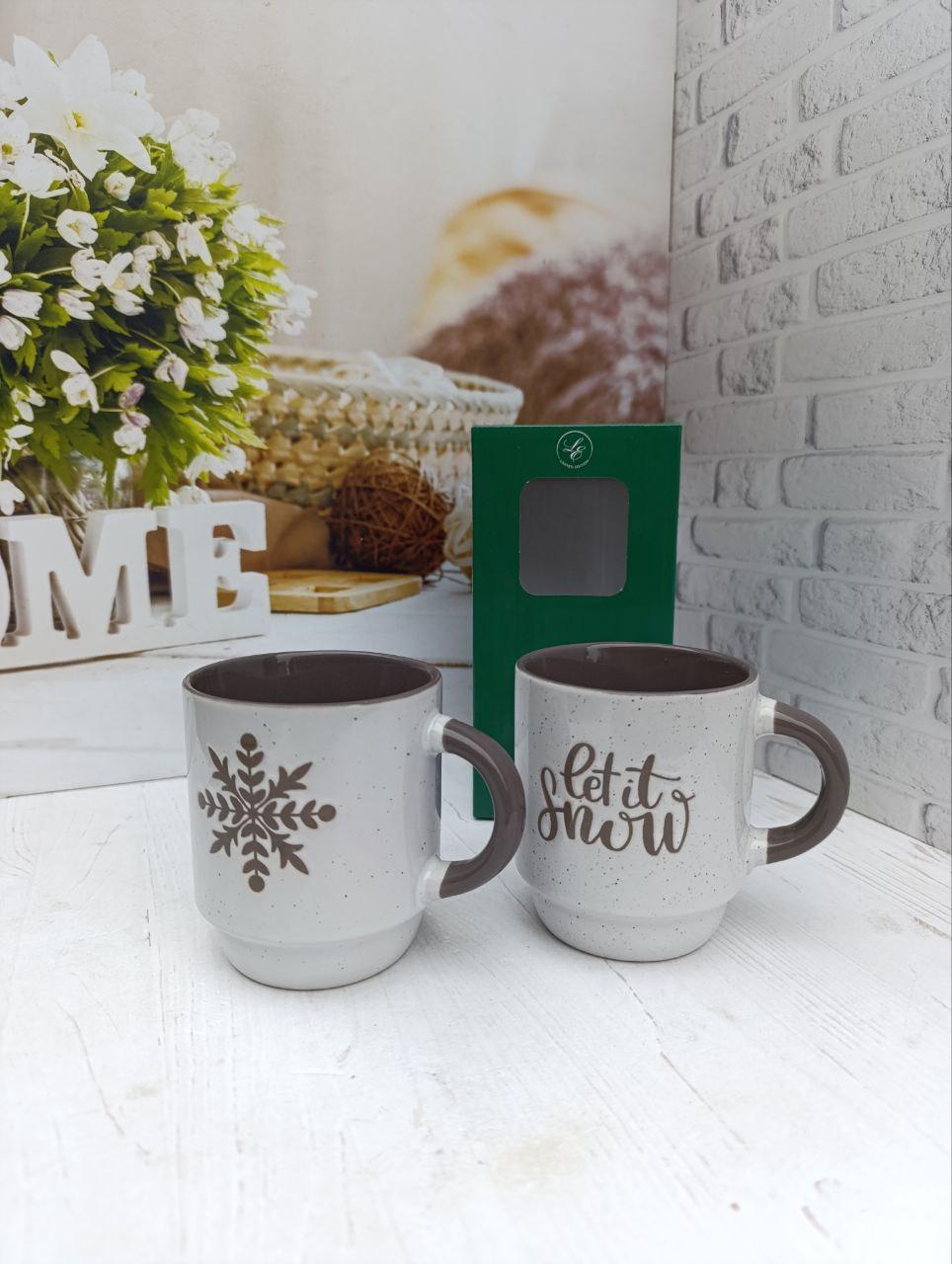 Набір чашок новорічних Limited Edition кераміка 2 шт. 320 мл Білий з коричневим (TRSC-BH5019-1) Набір чашок новорічних Limited Edition кераміка 2 шт. 320 мл Білий з коричневим (TRSC-BH5019-1)