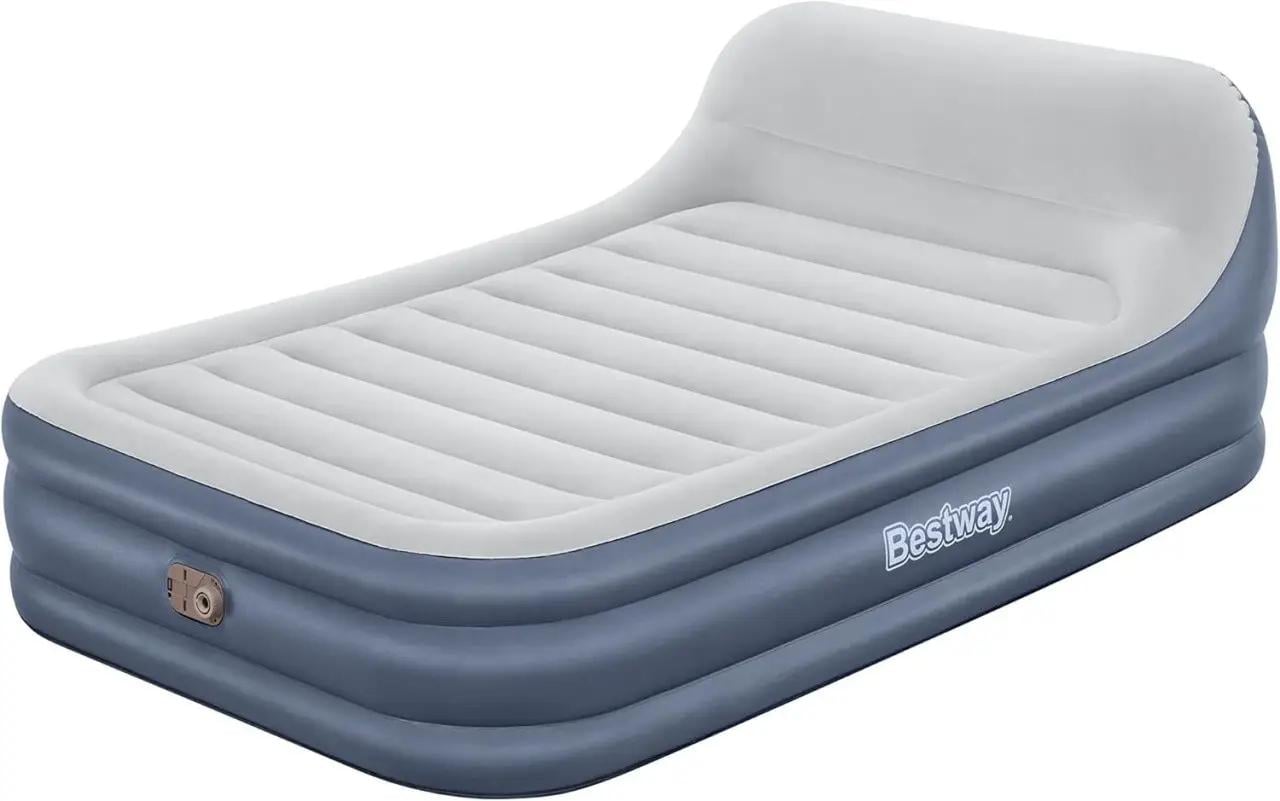 Кровать надувная двуспальная Bestway 174467 с изголовьем и встроенным электронасосом от 230V 226х152х84 см (67923)