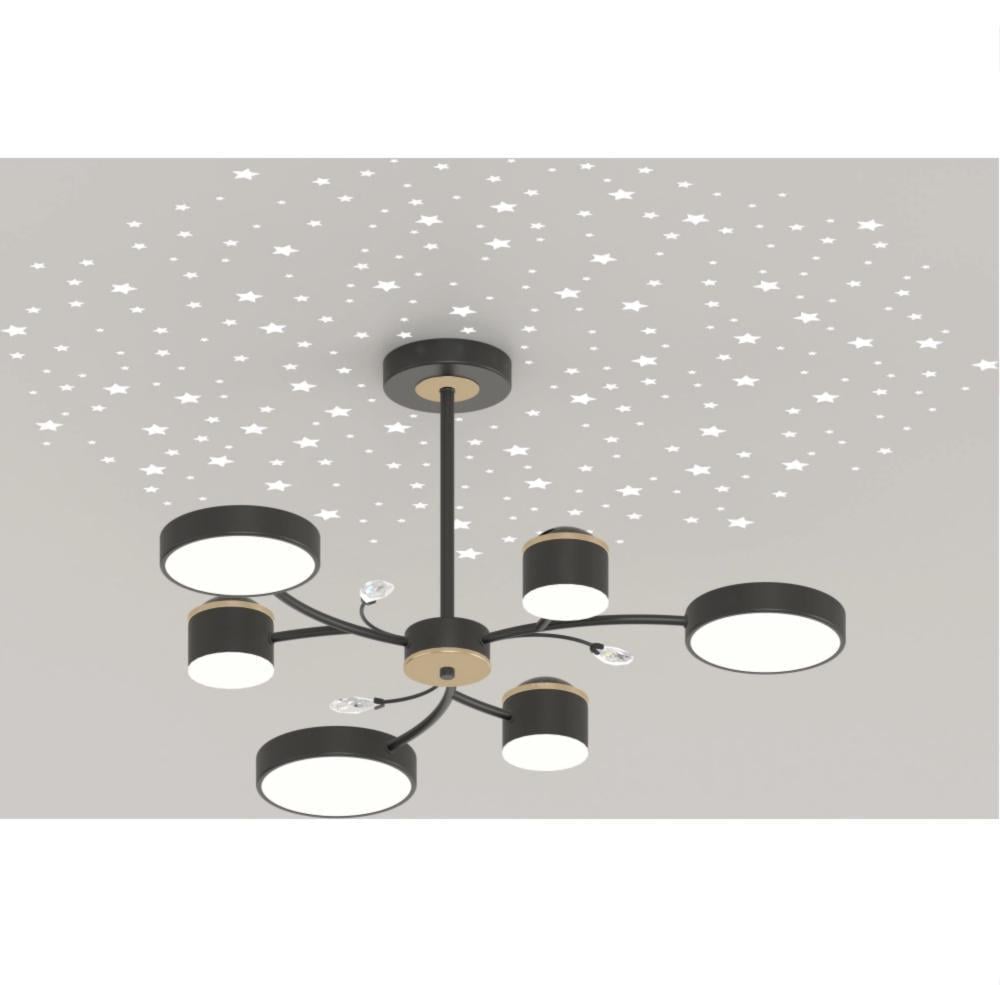 LED-люстра потолочная Valeso XI3346-6 на шесть круглых плафонов 3000/4200/6000К IP20 99W Черный/Золотой (28686173)