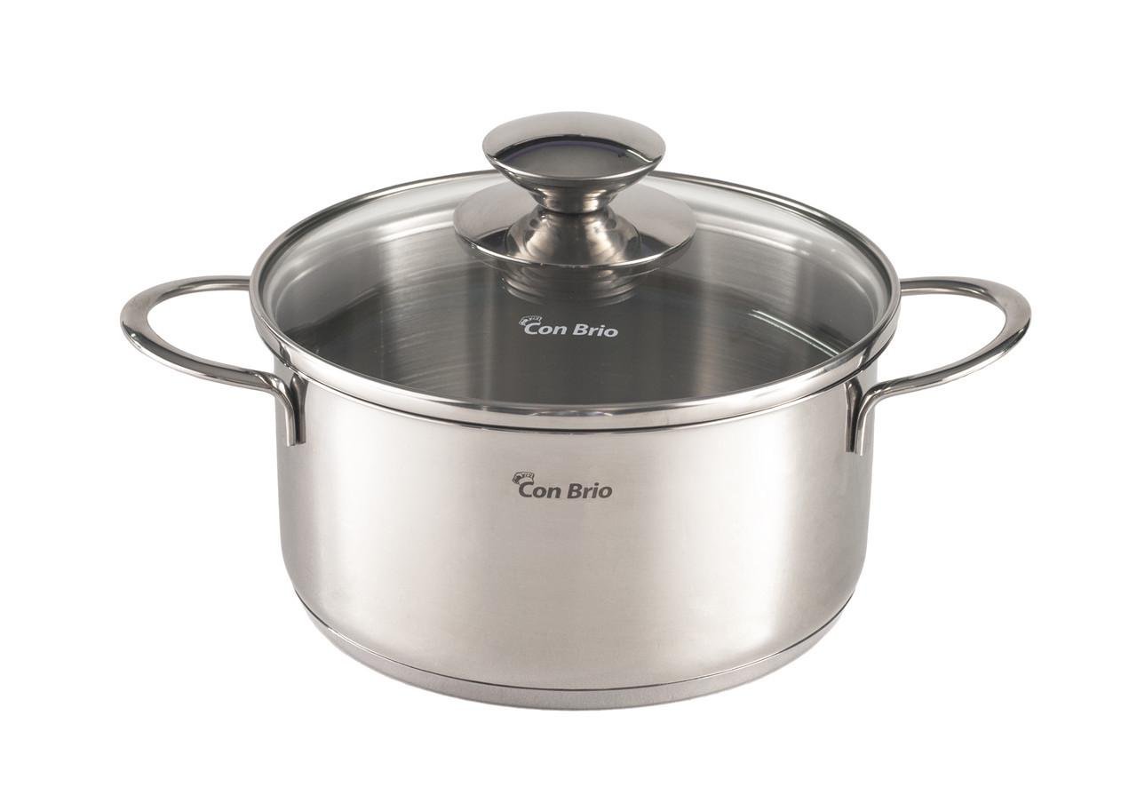 Кастрюля нержавеющая Con Brio с крышкой 16 см 1,6 л (CB-1105)