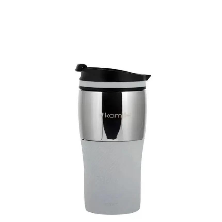 Термокружка с силиконовой TPR-вставкой Kamille KM-2155 из нержавеющей стали 320 мл Стальной/Серый (150-84-2155) - фото 2 Термокружка с силиконовой TPR-вставкой Kamille KM-2155 из нержавеющей стали 320 мл Стальной/Серый (150-84-2155) - фото 2