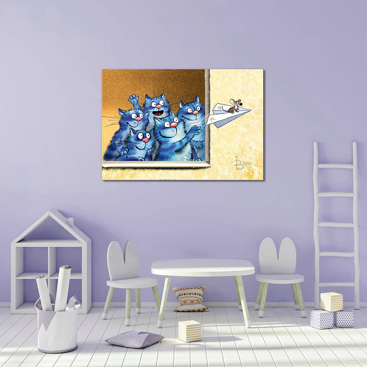 Модульная картина Мышкин полет на самолете 1 модуль 50x75 см