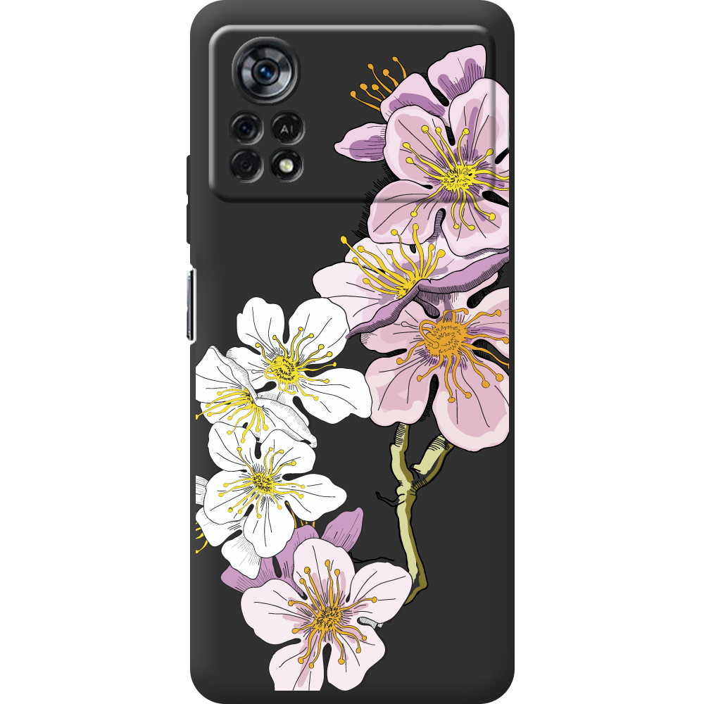 Чохол BoxFace Xiaomi Poco X4 Pro 5G Cherry Blossom Чорний силікон (44305-cc4-44306)