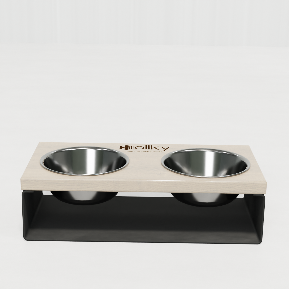 Миски на подставке из цельного металлического листа для собак и котов Hollky SteelWood S 2х0,45 л (SWS-36188-GRWH) - фото 3 Миски на подставке из цельного металлического листа для собак и котов Hollky SteelWood S 2х0,45 л (SWS-36188-GRWH) - фото 3