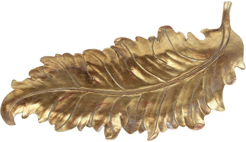 Декоративное блюдо Перо 46 см полистоун Состаренное золото (BD-450-814)