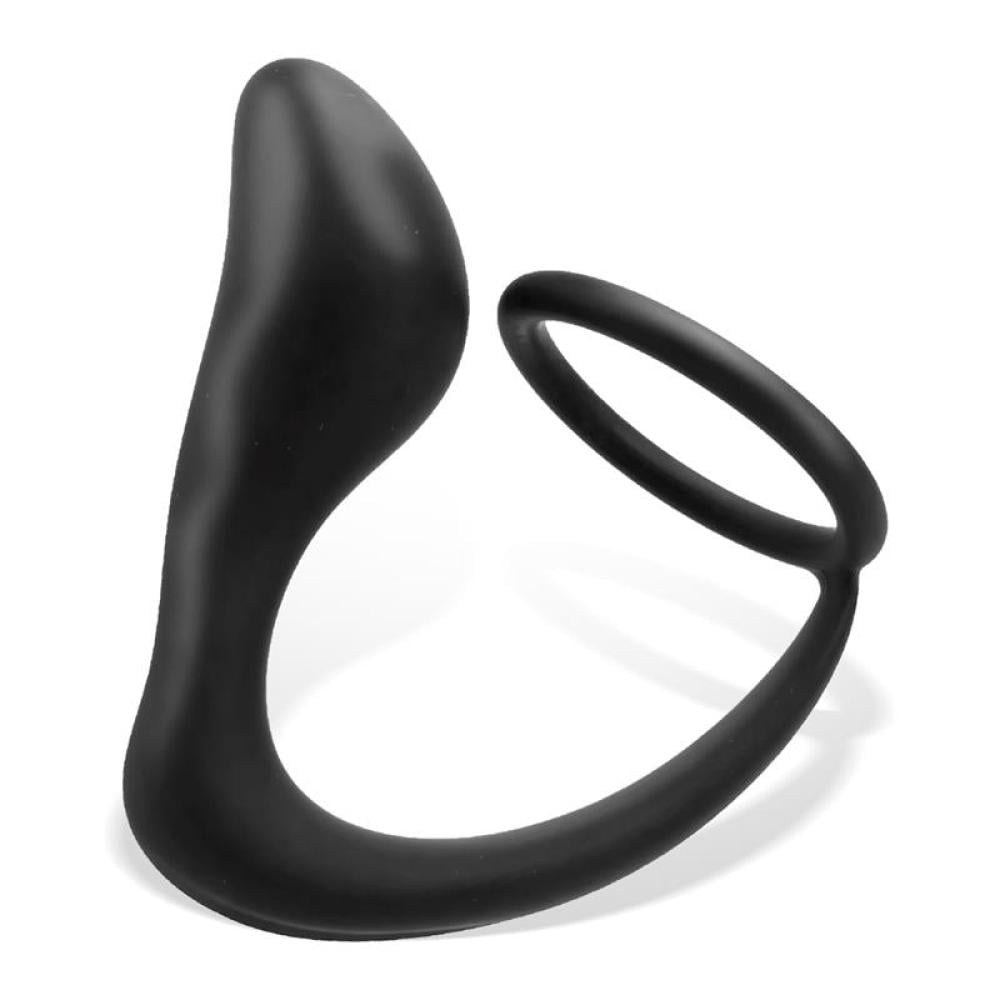 Анальная пробка с фиксатором Randal Butt Plug Penis Ring Black