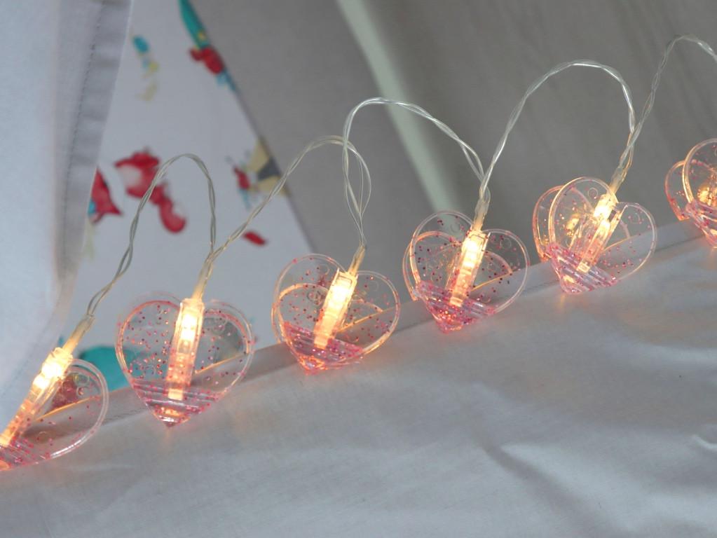 Гірлянда Серце прищіпки АА батарейки 1,75 м 10 лампочок у формі сердець - фото 5