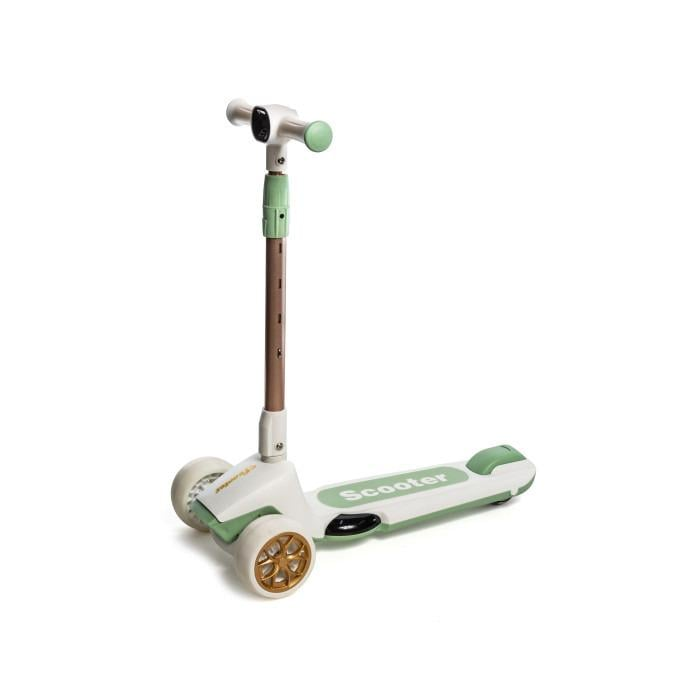 Самокат детский складной Scooter Sky 8106 со световыми и звуковыми эффектами Бело-зеленый (8106-1)