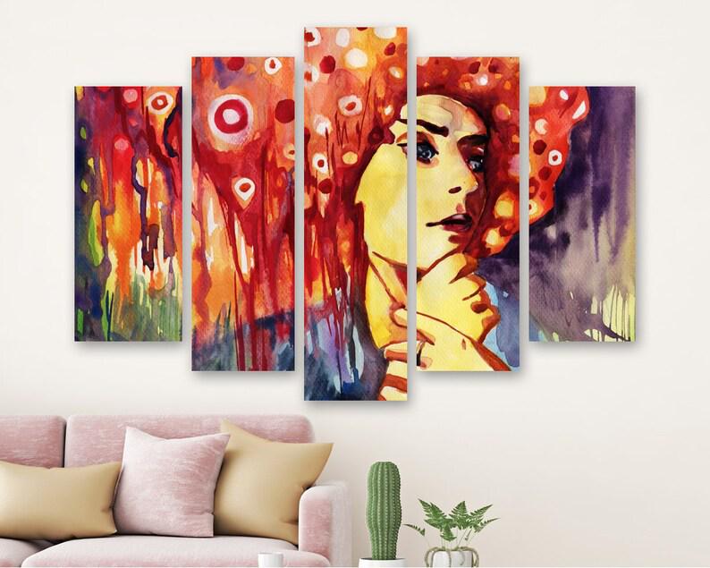 Модульная картина на холсте из пяти частей KIL Art Женский портрет 112x68 см (M51_M_85)