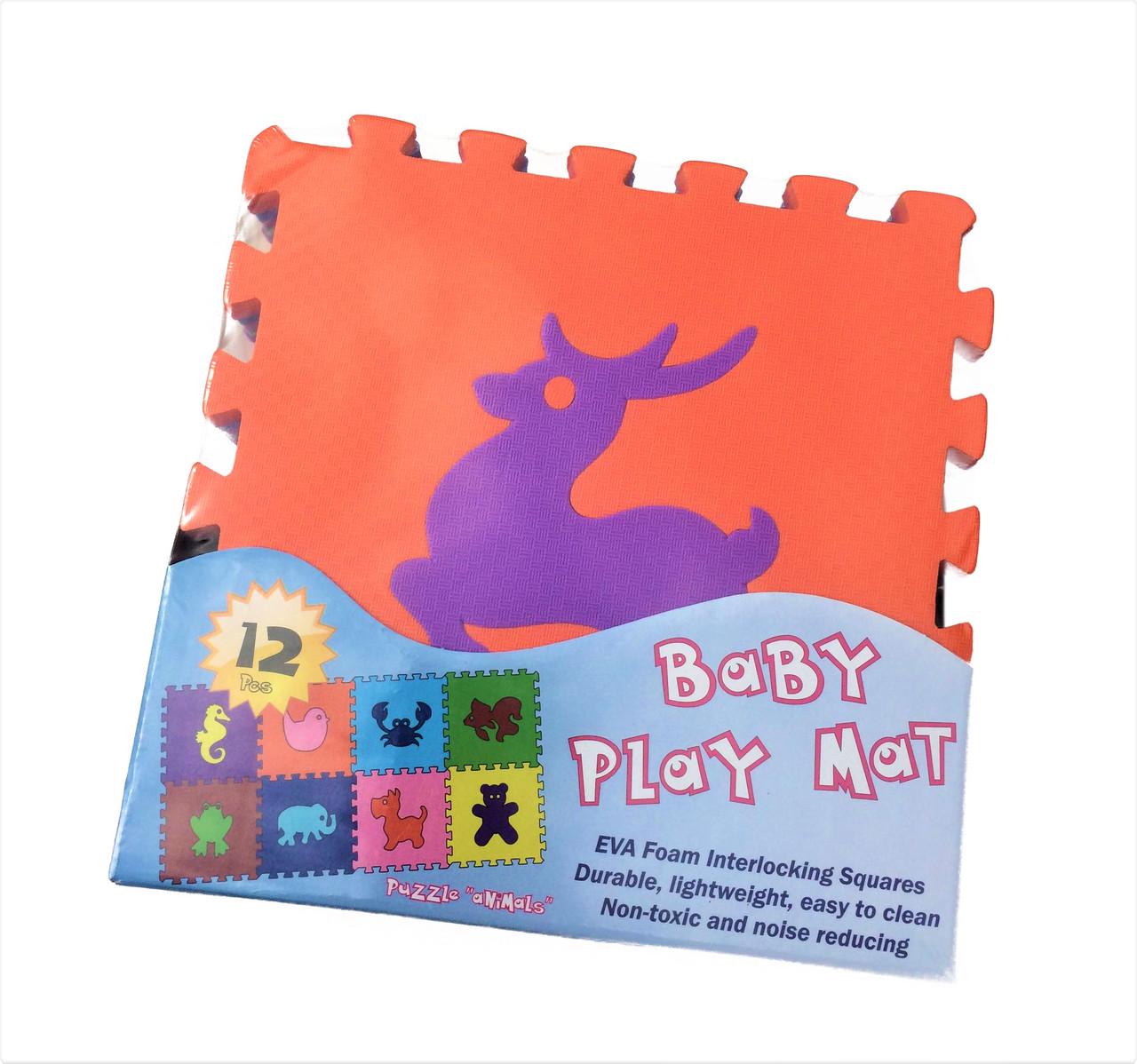 Килимок-пазл Тварини EVA 108 м2 товщина 10 мм щільність 100 кг/м3 30х30 см набір 12 шт.