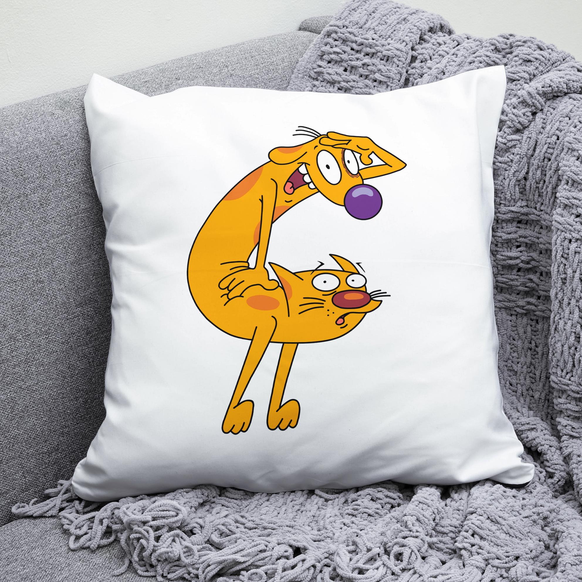 Плюшевая подушка квадрат с принтом CatDog
