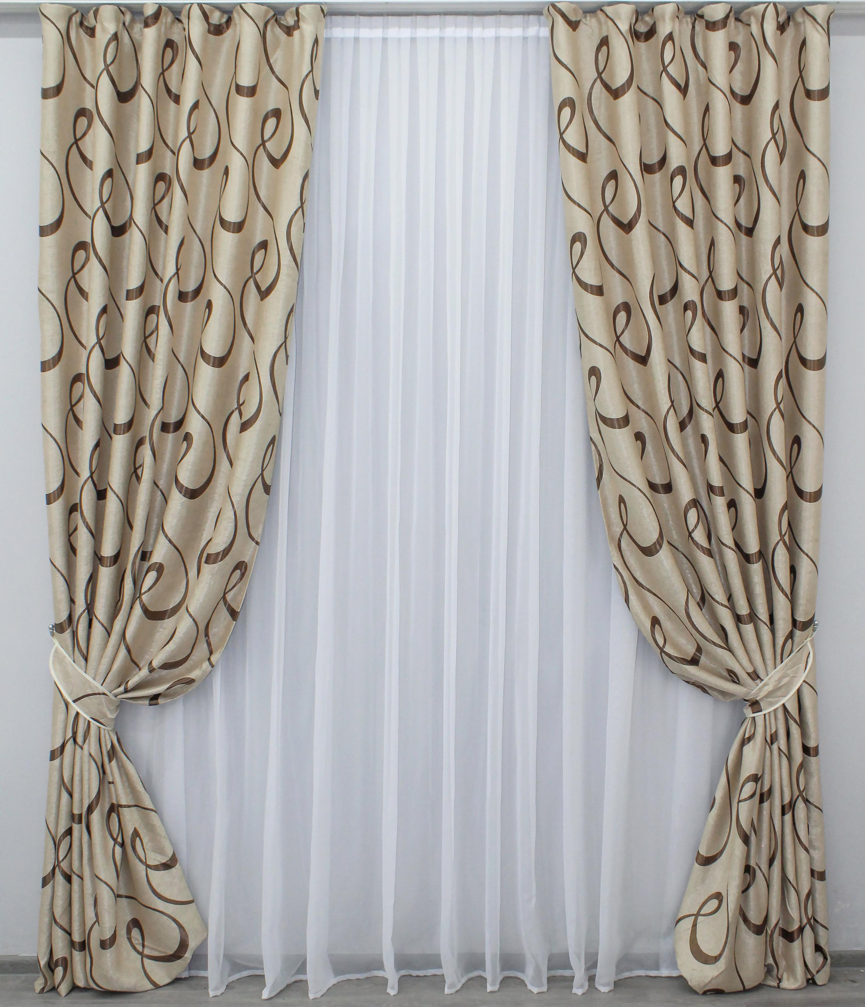 Комплект штор VR-Textil Молли № 1051ш блэкаут 150х280 см 2 шт. Бежевый/Коричневый (30-867)