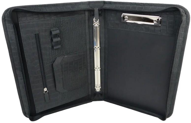 Папка деловая из натуральной кожи Portfolio Черный (super421_Port1021 croco black)
