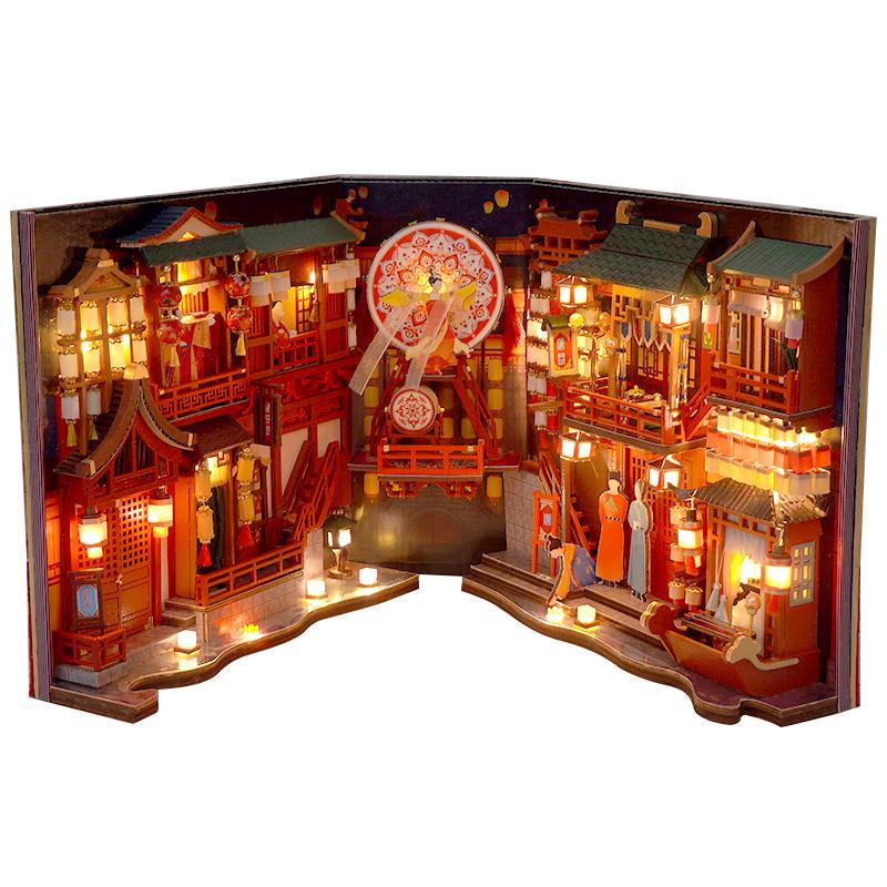 Конструктор Book Nook Вулиця Великої Династії Тан Retro Tang Dynasty Long Street TC-28 з куполом