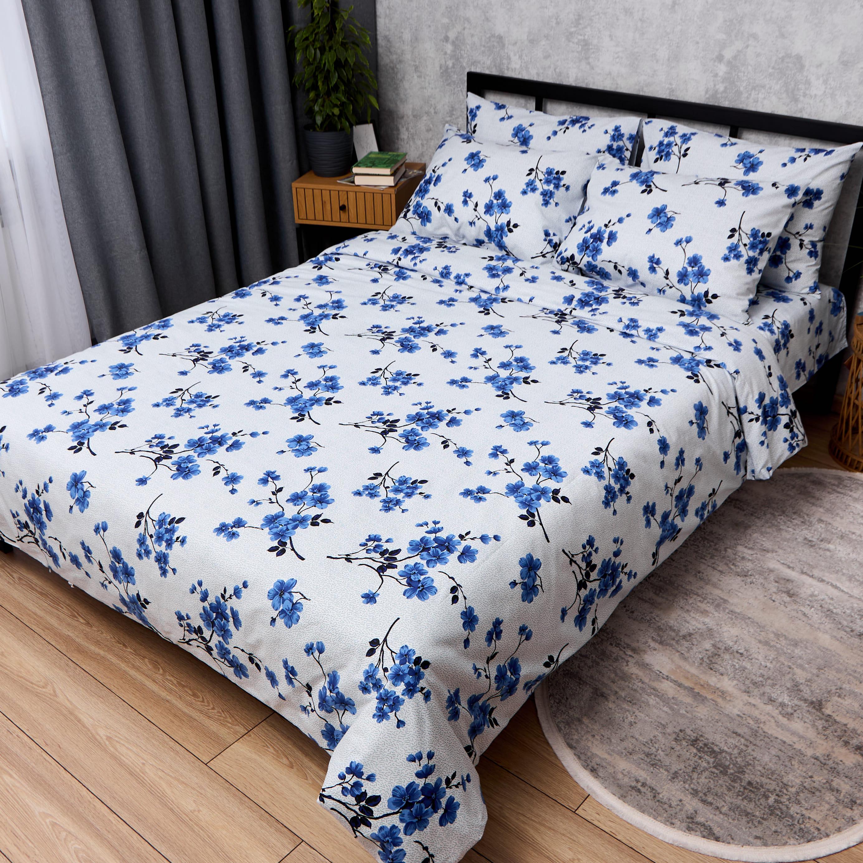 Комплект постельного белья Moon&Star Бязь Gold Люкс Blue Garden семейный 160х220х2 см наволочки 2 шт. 70х70 см (MS-820013262)