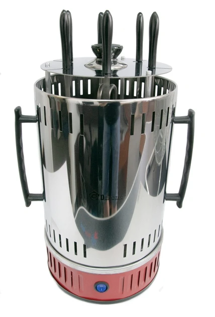 Электрошашлычница Domotec MS-7783 1000W BBQ на 6 шампуров из нержавеющей стали Красный (7134)