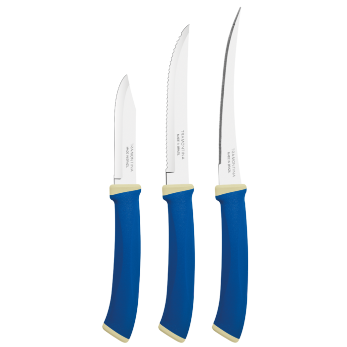 Набір ножів Tramontina Felice 3 предметів Cиній (2675798)