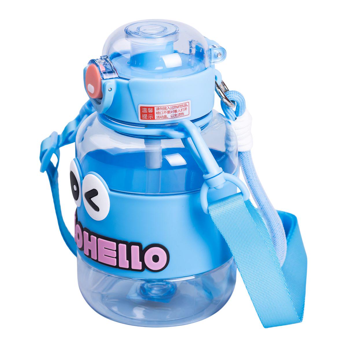 Бутылка для воды детская с трубочкой с ручкой и ремешком 680 мл Синий (6773) - фото 3 Бутылка для воды детская с трубочкой с ручкой и ремешком 680 мл Синий (6773) - фото 3