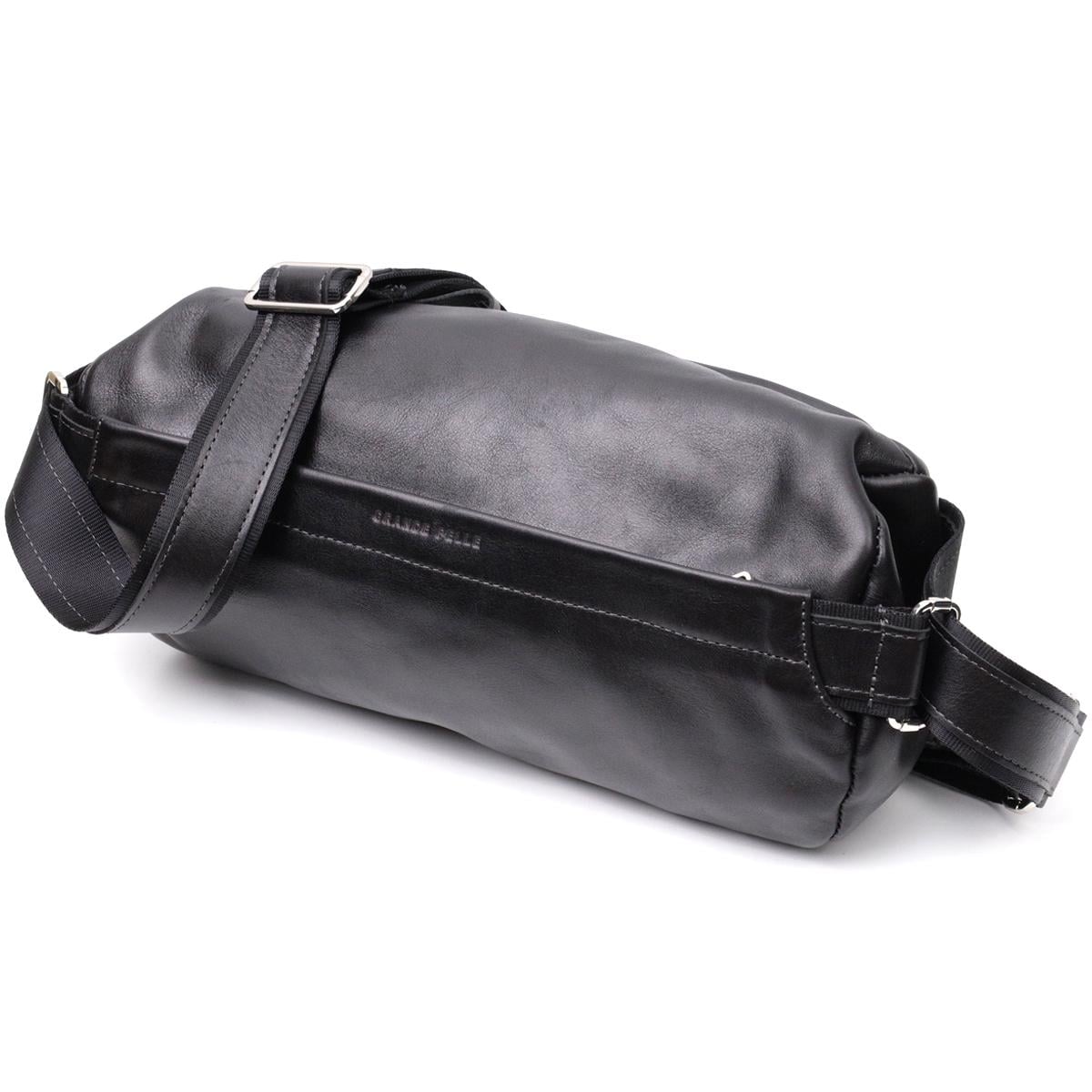 Мужская сумка через плечо Grande Pelle Bag 11649 из натуральной кожи Черный