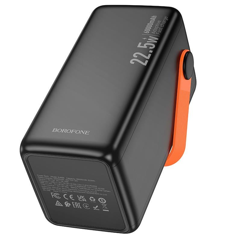 Павербанк 60000 mAh с быстрой зарядкой Borofone BJ66В с фонарем 2USB/Type-C PD/QC 22,5W LED-дисплей - фото 6