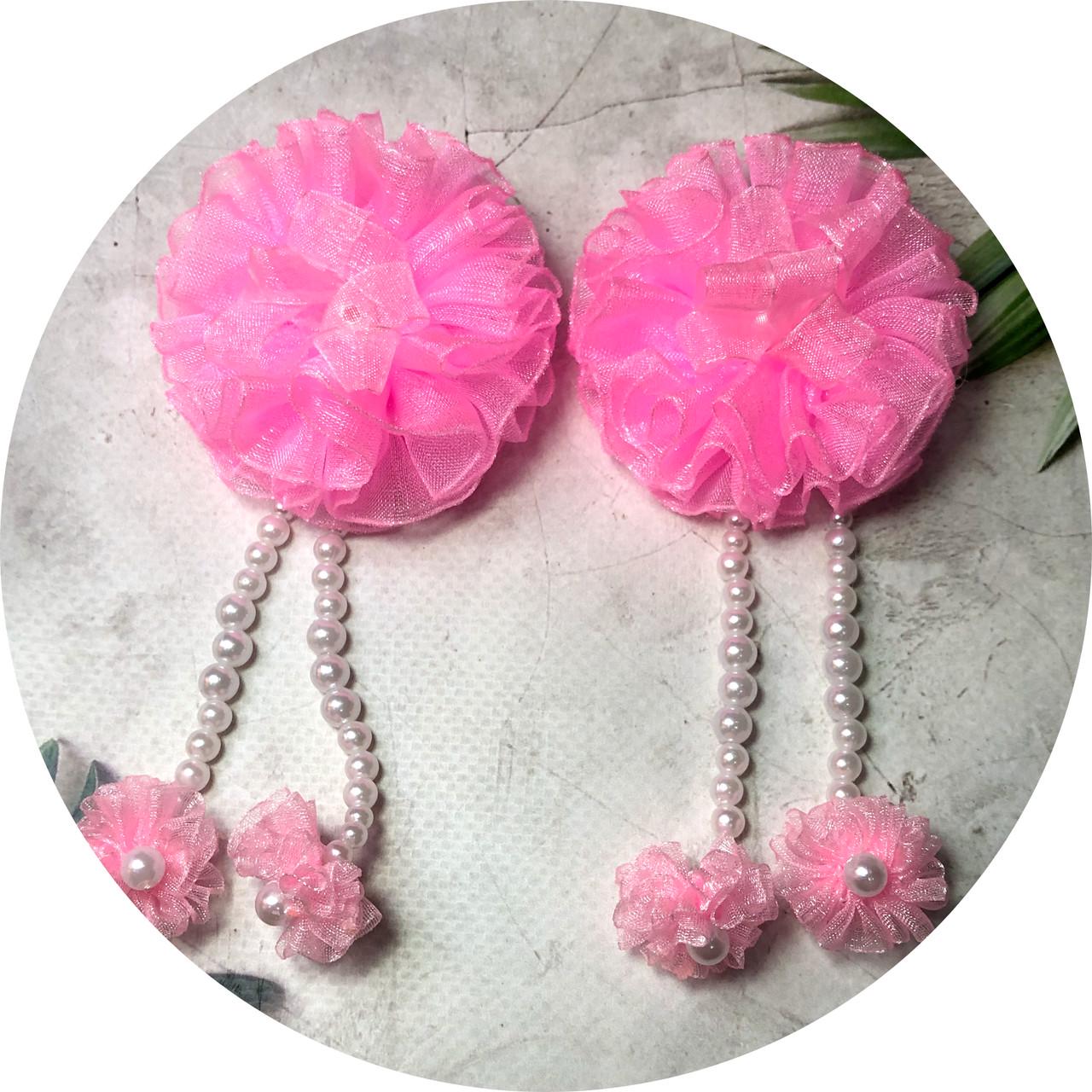 Бантики детские на резинке 6х7 см 2 шт. Розовый (11437)