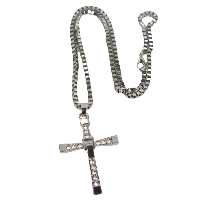 Кулон - крестик Доминика Торетто с цепочкой под серебро (4123466)