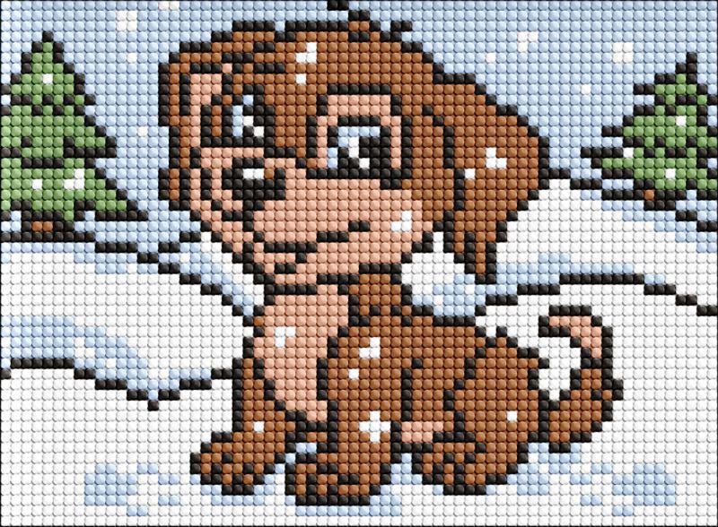 Алмазная мозаика без подрамника Ideyka Игривая собачка 15х20 см (Id-AMM1043)