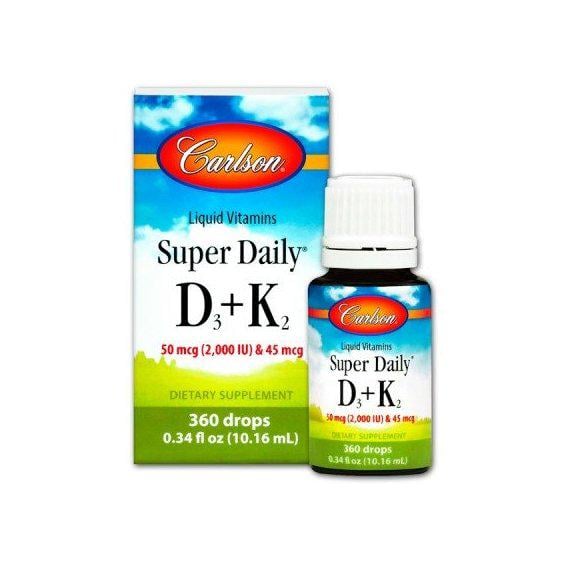 Комплекс Вітамін D3+K2 Carlson Labs Liquid Vitamins Super Daily D3+K2 50 mcg 2,000 IU & 45 mcg 0,34 ун. 10,16 мл