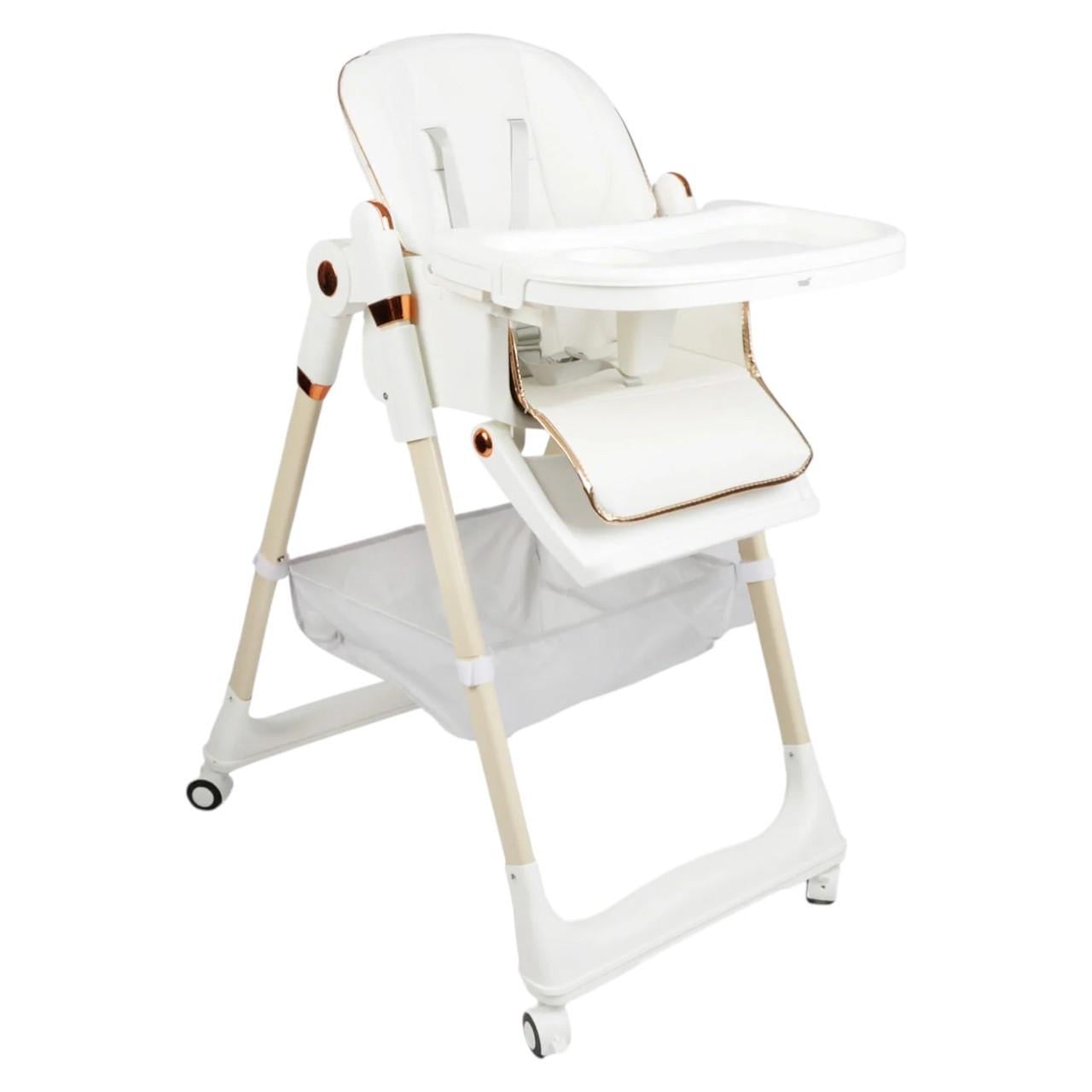Стільчик дитячий для годування Toti 16074 на колесах із комбінованих матеріалів зі знімним столиком 58х82х110 см Білий (150-7-190759)