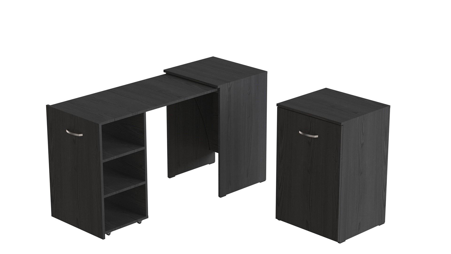 Стол-тумба трансформер Ferrum-decor Смарт 2/1 металл/ДСП 16 мм 750x1450x500 мм Черный/Бетон (FRD-105101) - фото 6