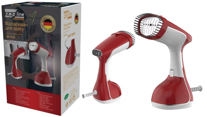Отпариватель ручной Zepline ZP-210 3000 Вт с сенсорным управлением Красный (GR-05319)