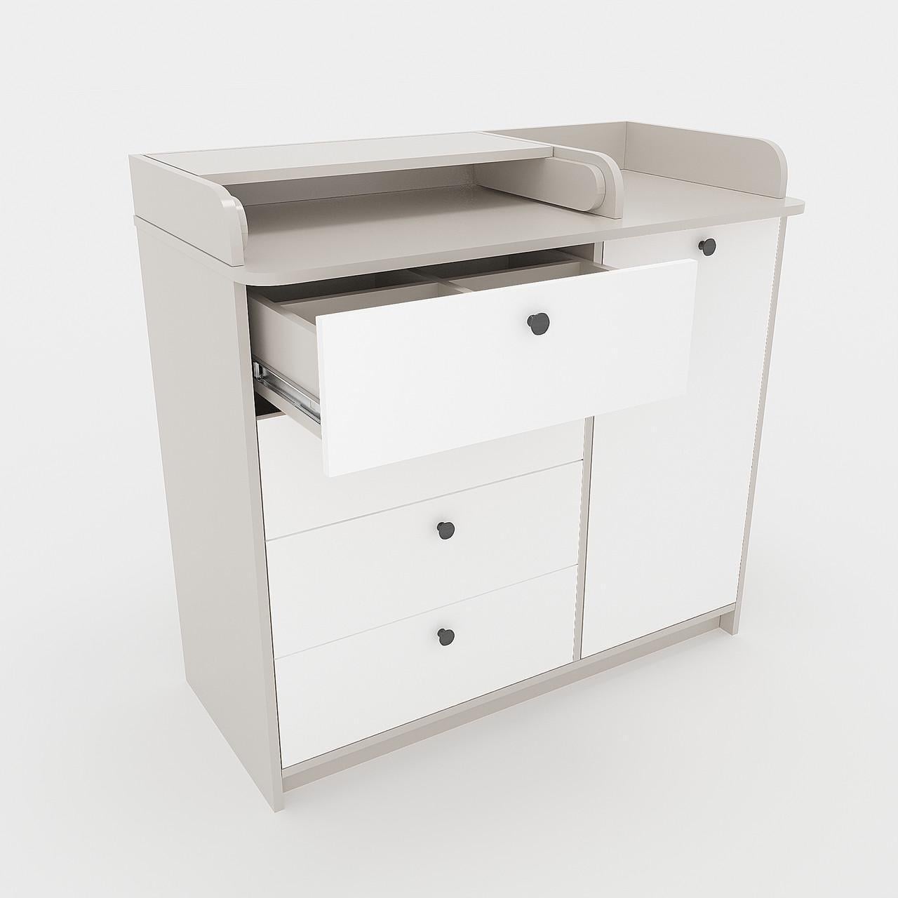 Пеленальный комод с бортиками K&M с ящиками и полкой 955х1000х480 мм Кашемир/Белый (32464072)