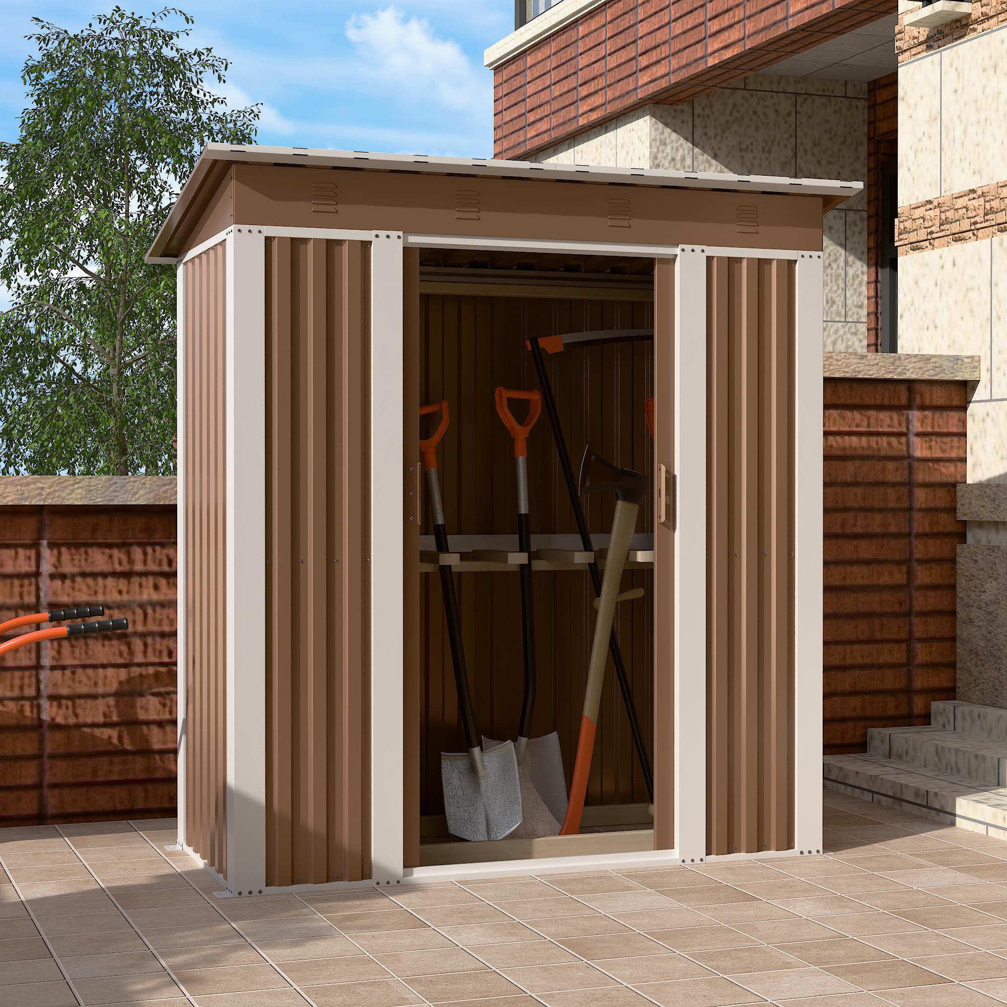 Хозблок-сарай металлический SS-01 с односкатной крышей 1850х1800х900 мм Коричневый - фото 3