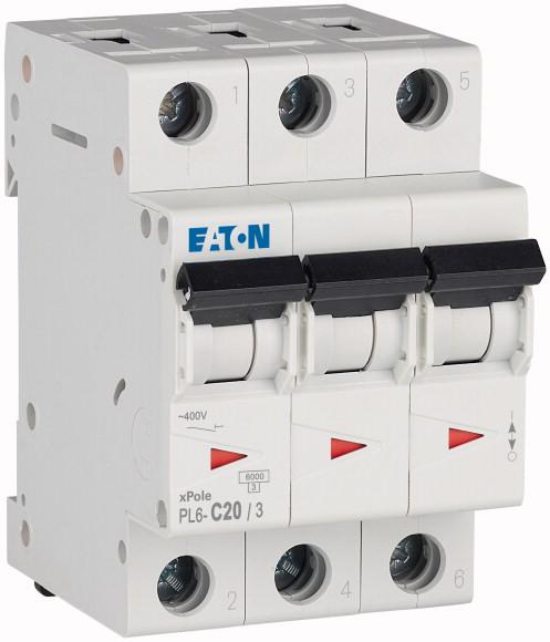 Автоматический выключатель PL6 C20 3p 6 кА Eaton Moeller 286602 Автоматический выключатель PL6 C20 3p 6 кА Eaton Moeller 286602