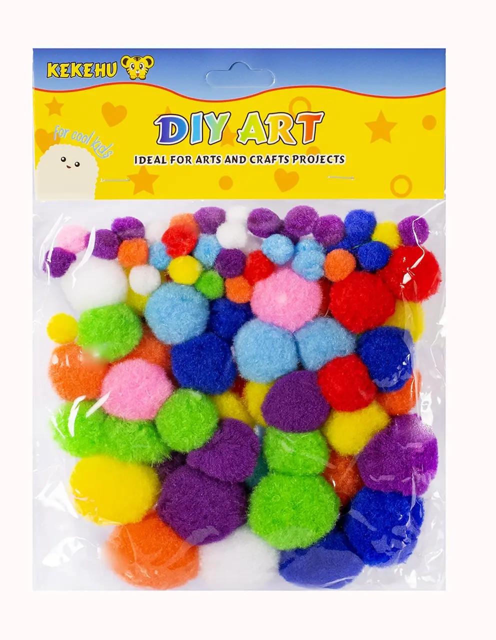 Набір помпонів для творчості Мікс кольорів і розмірів 90 шт. (32763133)