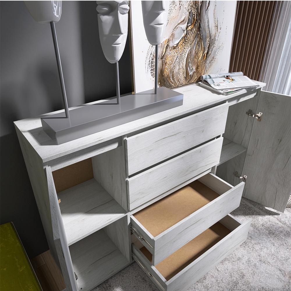 Комод Эверест КЛ-4 Лайт телескопические направляющие 140х38х93 см Дуб Крафт Белый (EVR-071077) - фото 4 Комод Эверест КЛ-4 Лайт телескопические направляющие 140х38х93 см Дуб Крафт Белый (EVR-071077) - фото 4