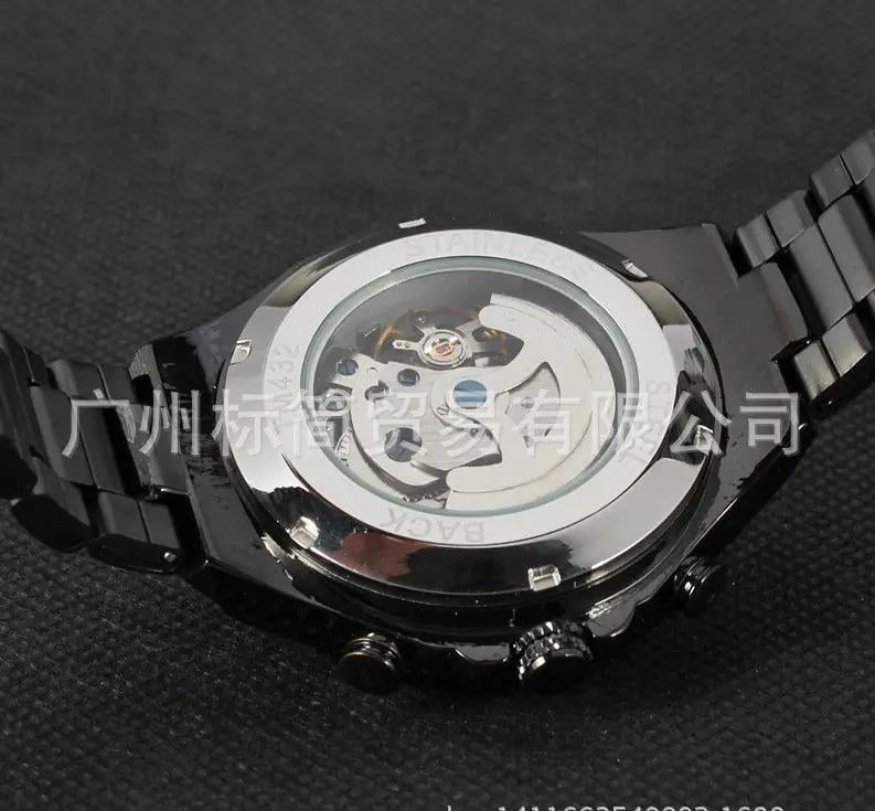 Годинник чоловічий механічний наручний Winner Skeleton з автопідзаводом Чорний з золотом (IBW903BY) - фото 4