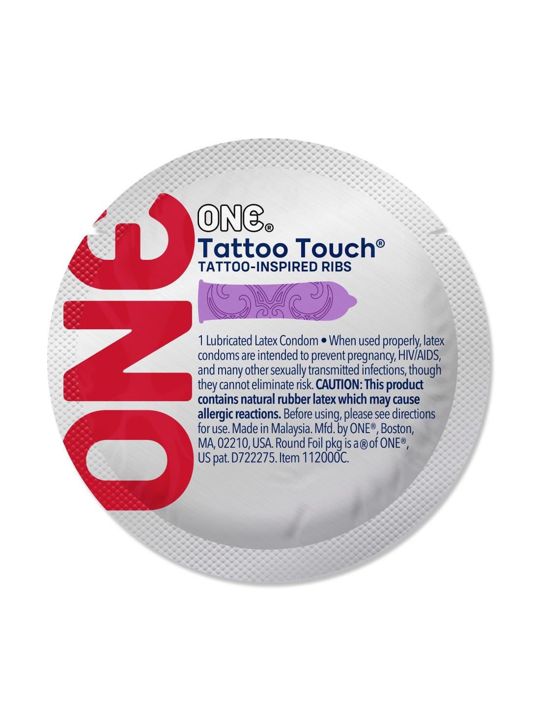 Презервативы One Tattoo Touch 3 шт. Фиолетовый (ON223444)