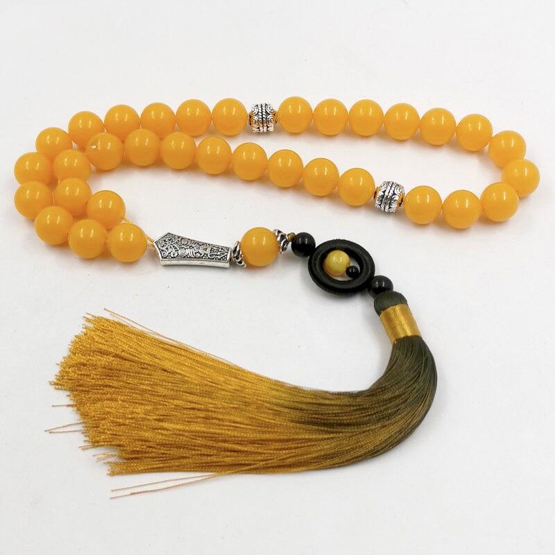 Чотки з епоксидної смоли з металевим пензликом намистини 12 мм 33 намистини Жовтий (VA-1430294070)