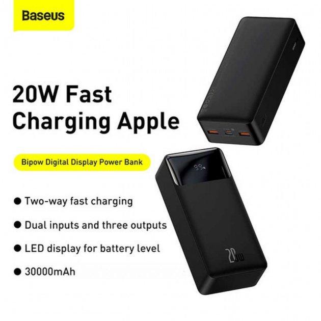 Батарея портативная Baseus Bipow Digital Display PPDML-N01 30000 mAh 20W Black - фото 5