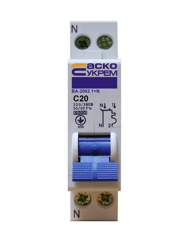 Автоматический выключатель Аско-Укрем ВА-2002 2р 1+N 20А (57520)