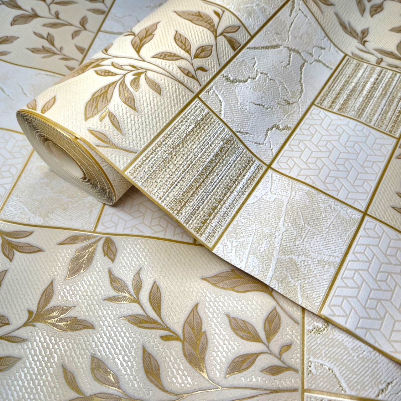 Обои виниловые Славянские обои 9403-05 с плиточным узором/для кухни/коридора/гостиной 10,05x0,53 м Бежевый (2502233748)