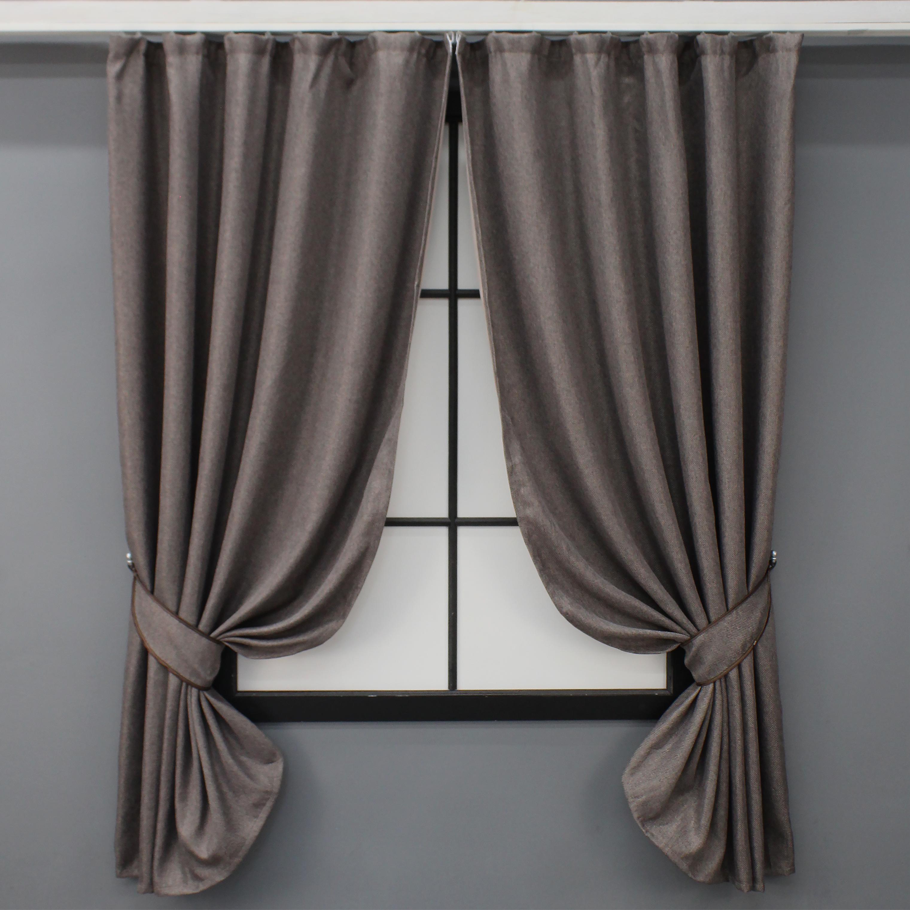 Комплект коротких штор VR-Textil Лен-Блекаут №1160ш 130х170см 2 шт. Серо-коричневый (35-0167)