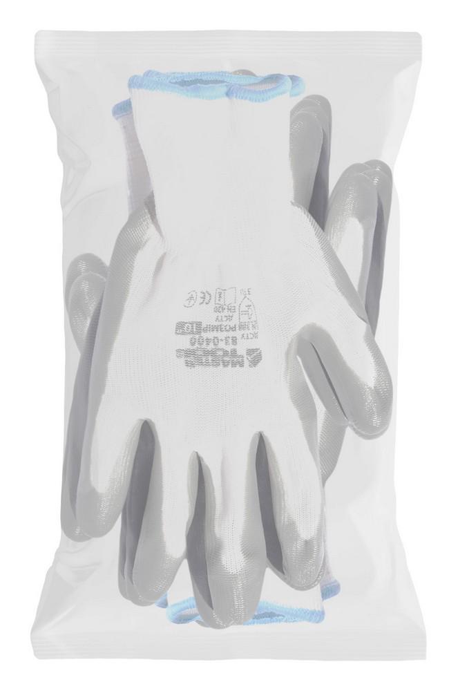 Перчатки трикотажные бесшовные MasterTool нитриловое покрытие ладони 10" 12 пар Бело-серый (83-0400doz) - фото 2 Перчатки трикотажные бесшовные MasterTool нитриловое покрытие ладони 10" 12 пар Бело-серый (83-0400doz) - фото 2