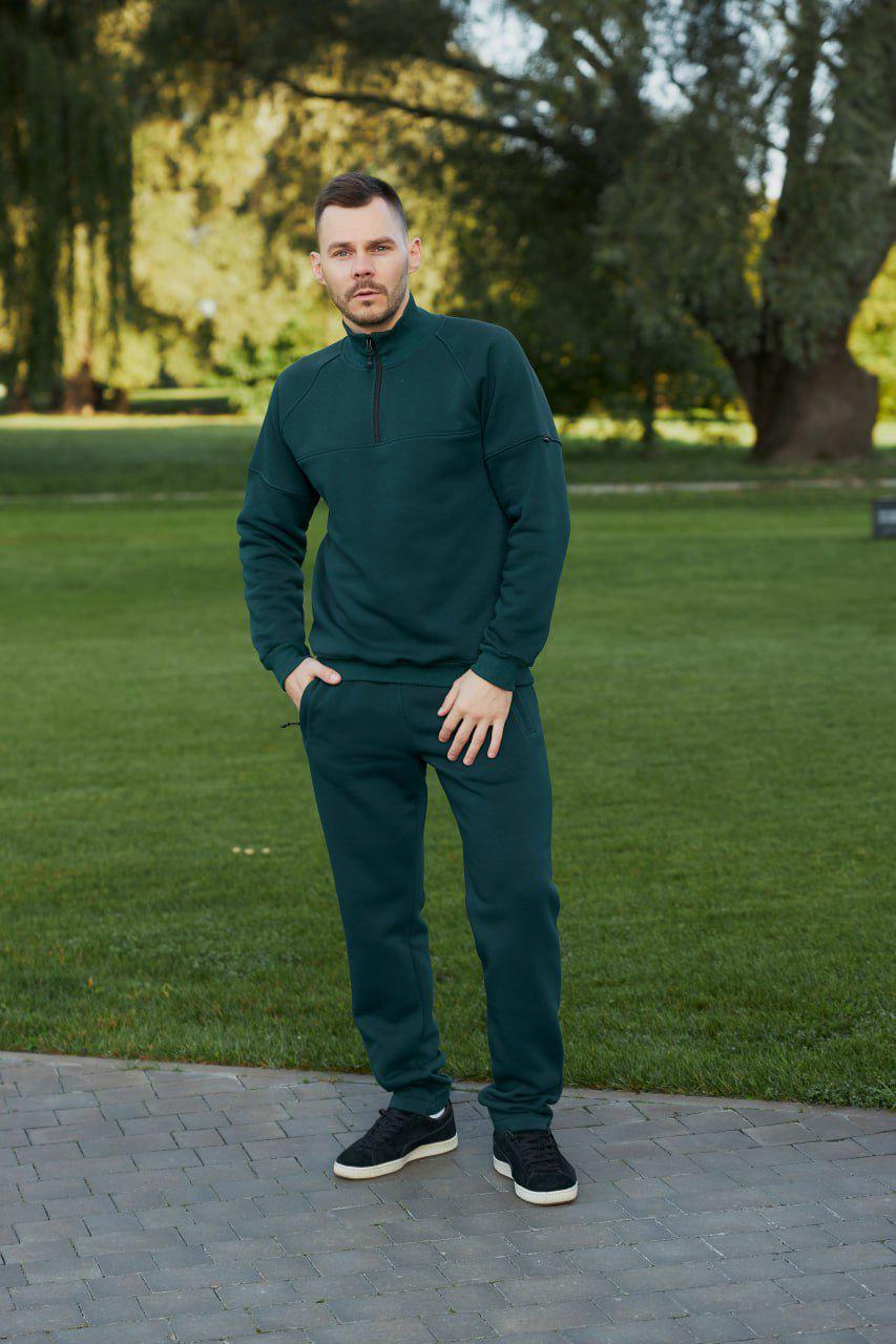 Костюм мужской М141.3 петля прямые брюки/кофта с замком XL Зеленый (227-1-63)