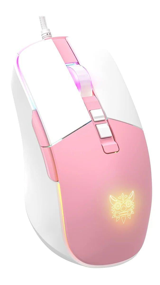 Мышка игровая Onikuma C16 с RGB подсветкой 7200 DPI 8 проводных кнопок Розовый (7458377)