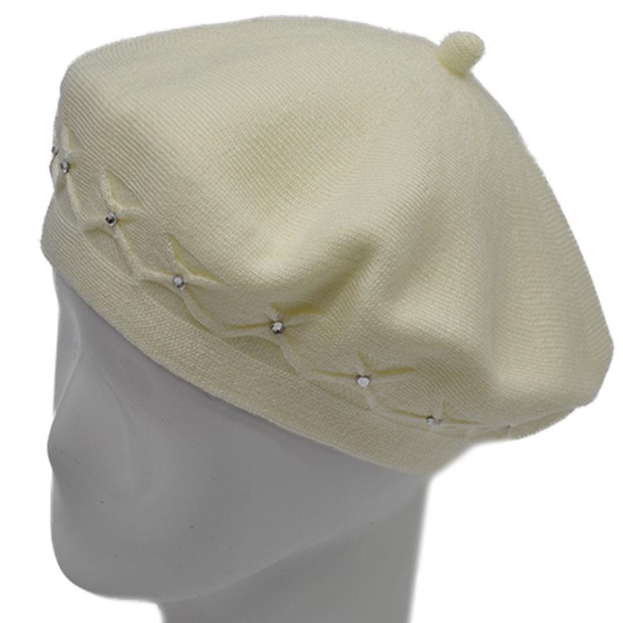 Берет шерстяной Lirus Бянка двойной тонкой вязки Молочный (70705)